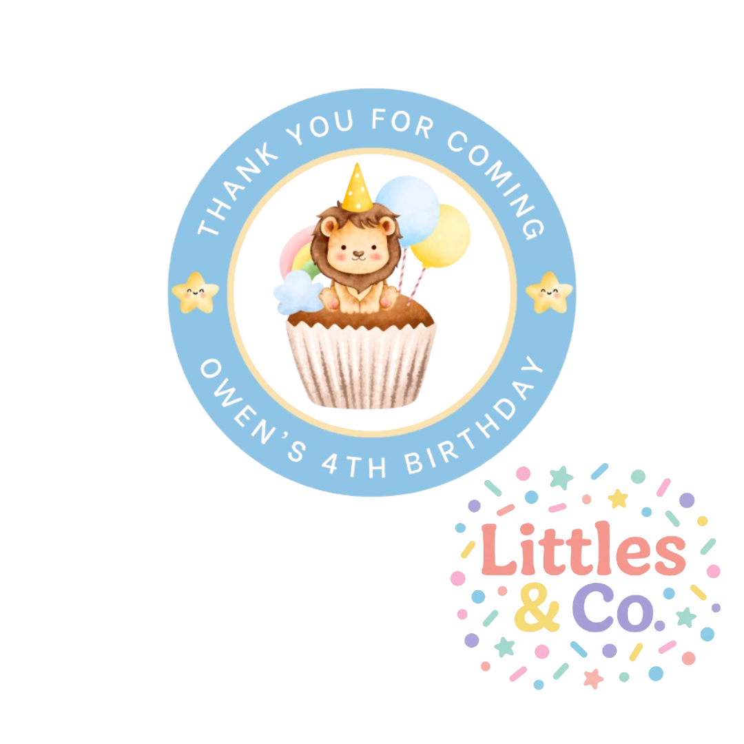Personalised Lion Birthday Edible Cupcake or Drinks Toppers