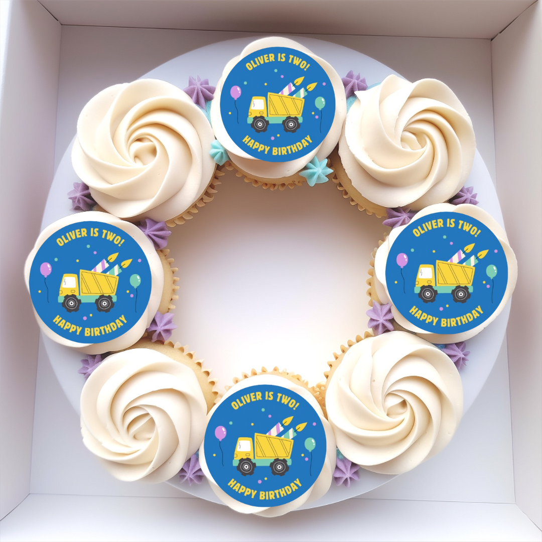 Digger Personalised Edible Cupcake or Drinks Toppers