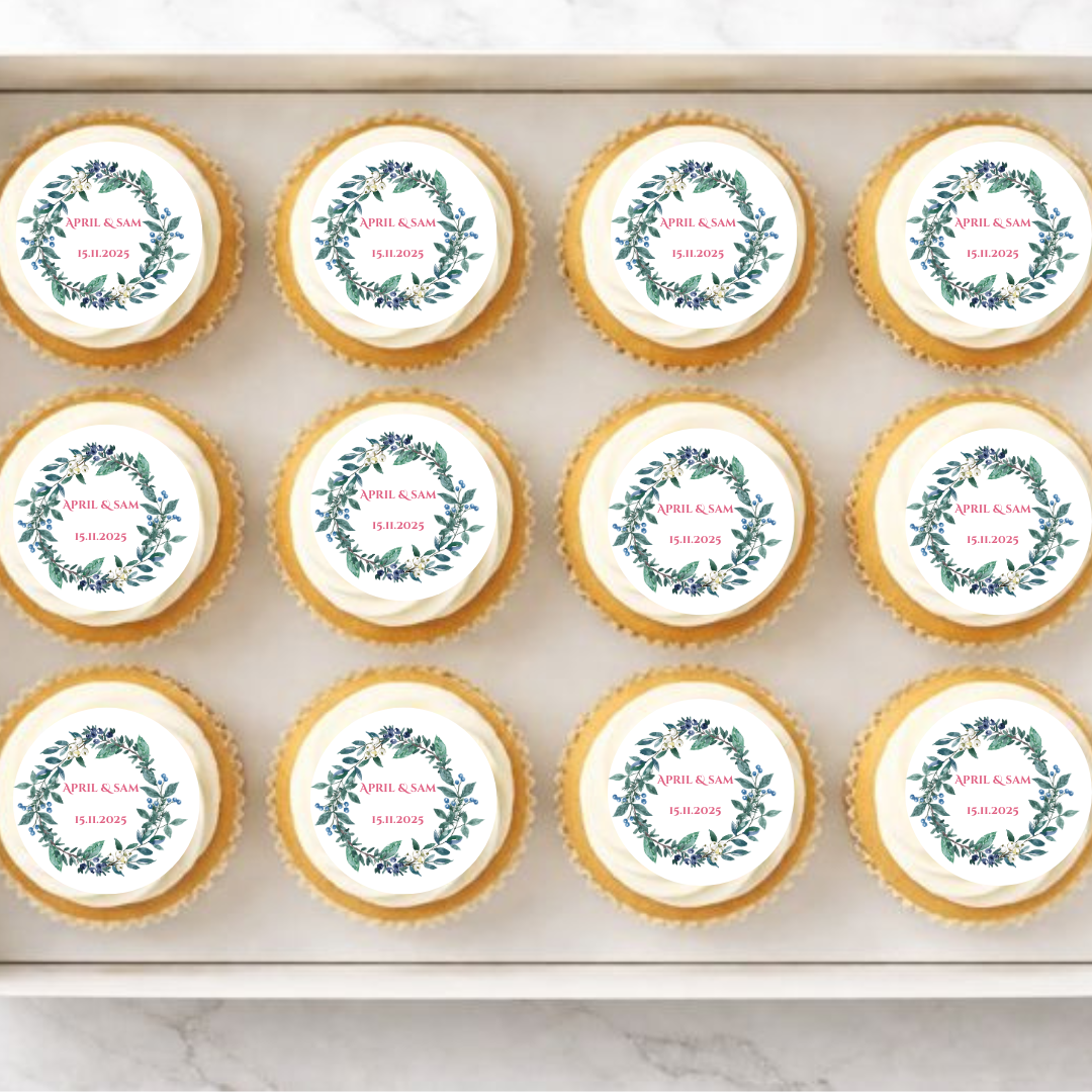 Personalised Thistle Wreath Edible Cupcake or Drinks Toppers