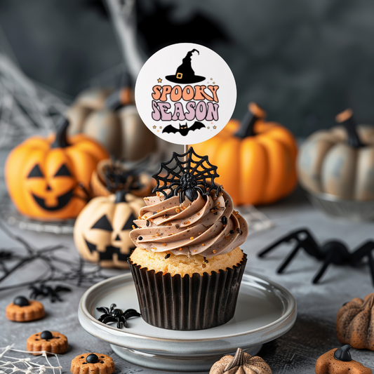 Spooky Season Halloween Cupcake Toppers on Picks