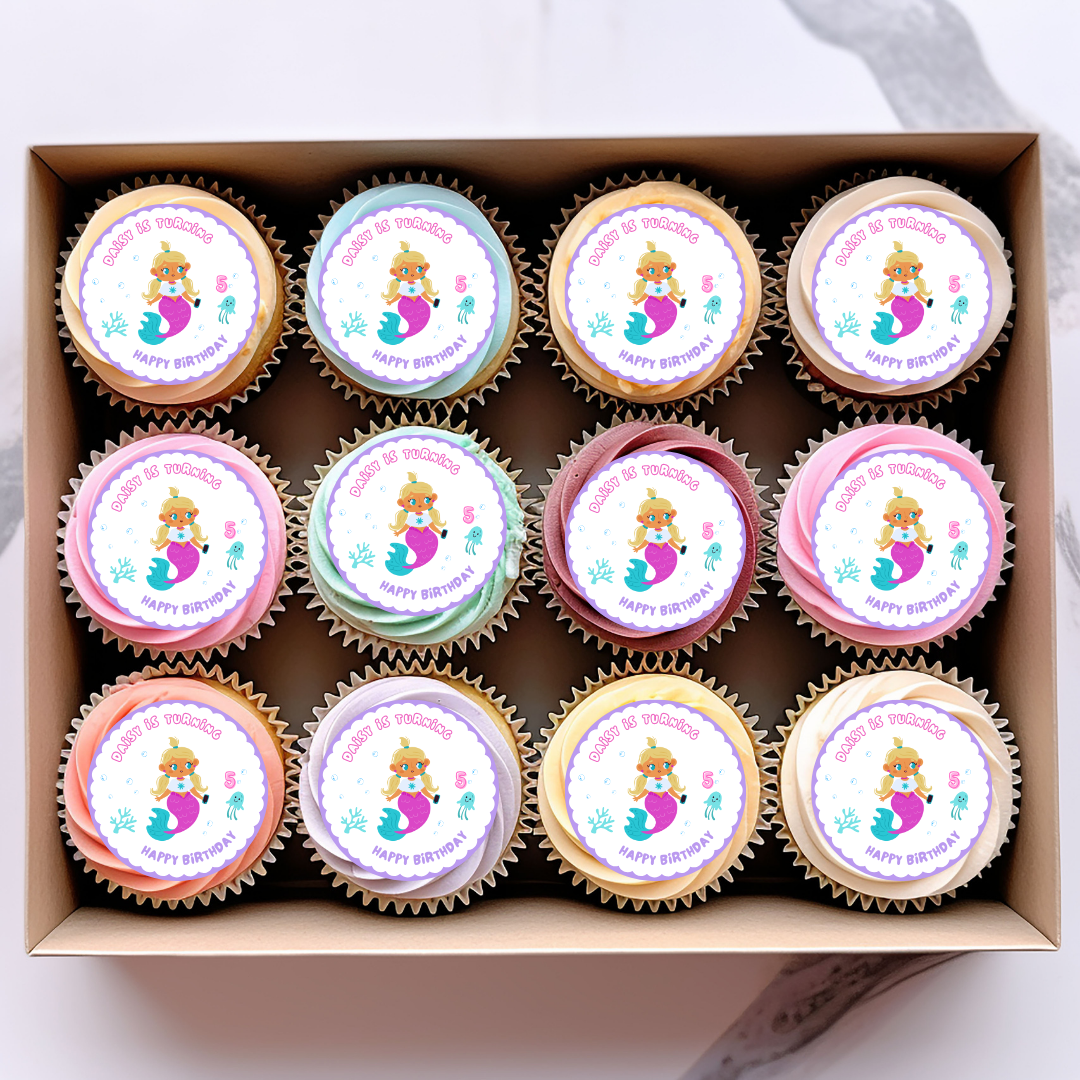 Mermaid Birthday Edible Cupcake or Drinks Toppers