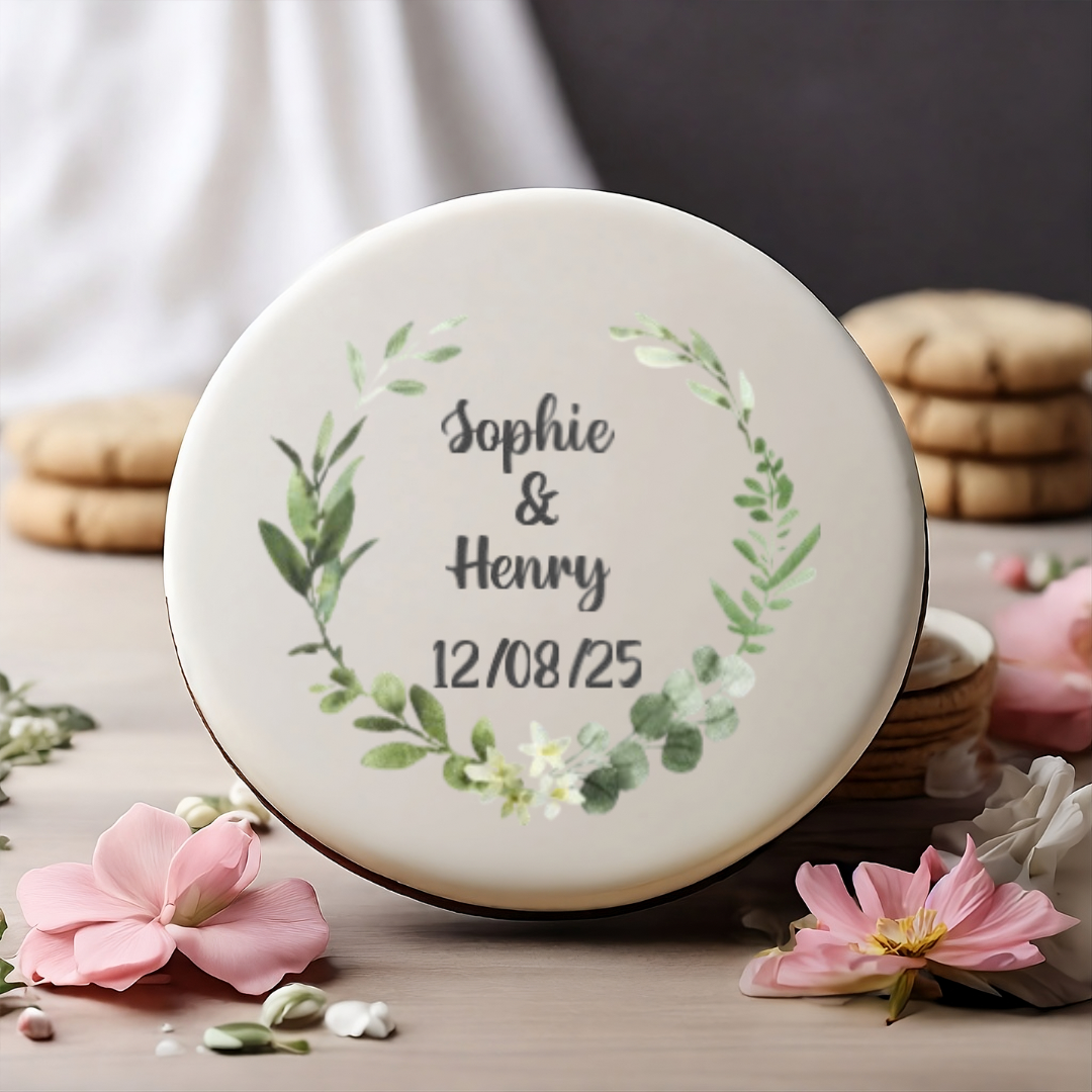 Personalised Green Wreath Edible Cupcake or Drinks Toppers