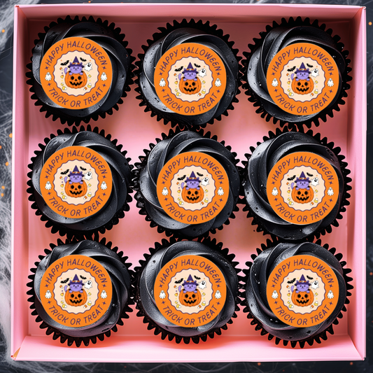 Cute Trick or Treat Halloween Edible Cupcake Toppers