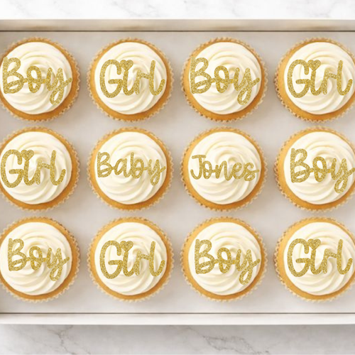 Gender reveal Baby Shower Cupcake Toppers