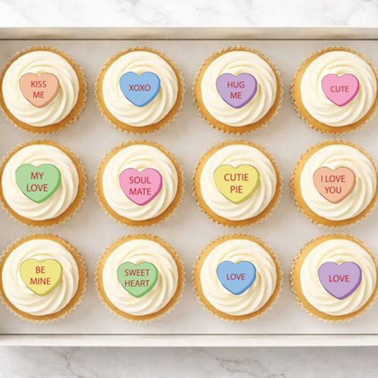 Mini Love Heart Precut Edible Toppers pack of 24