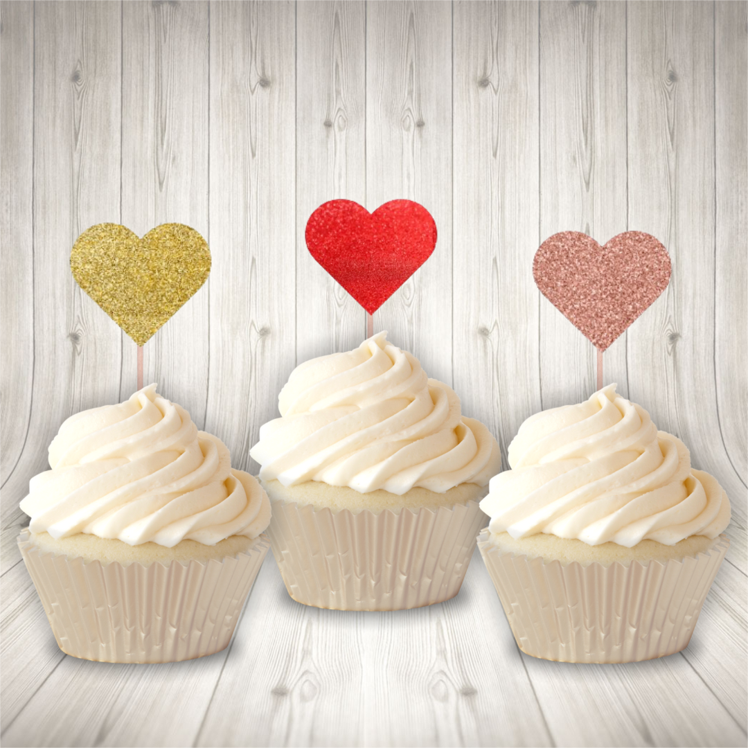 Mini Heart Cupcake Toppers