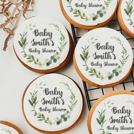 Personalised Green Wreath Edible Cupcake or Drinks Toppers