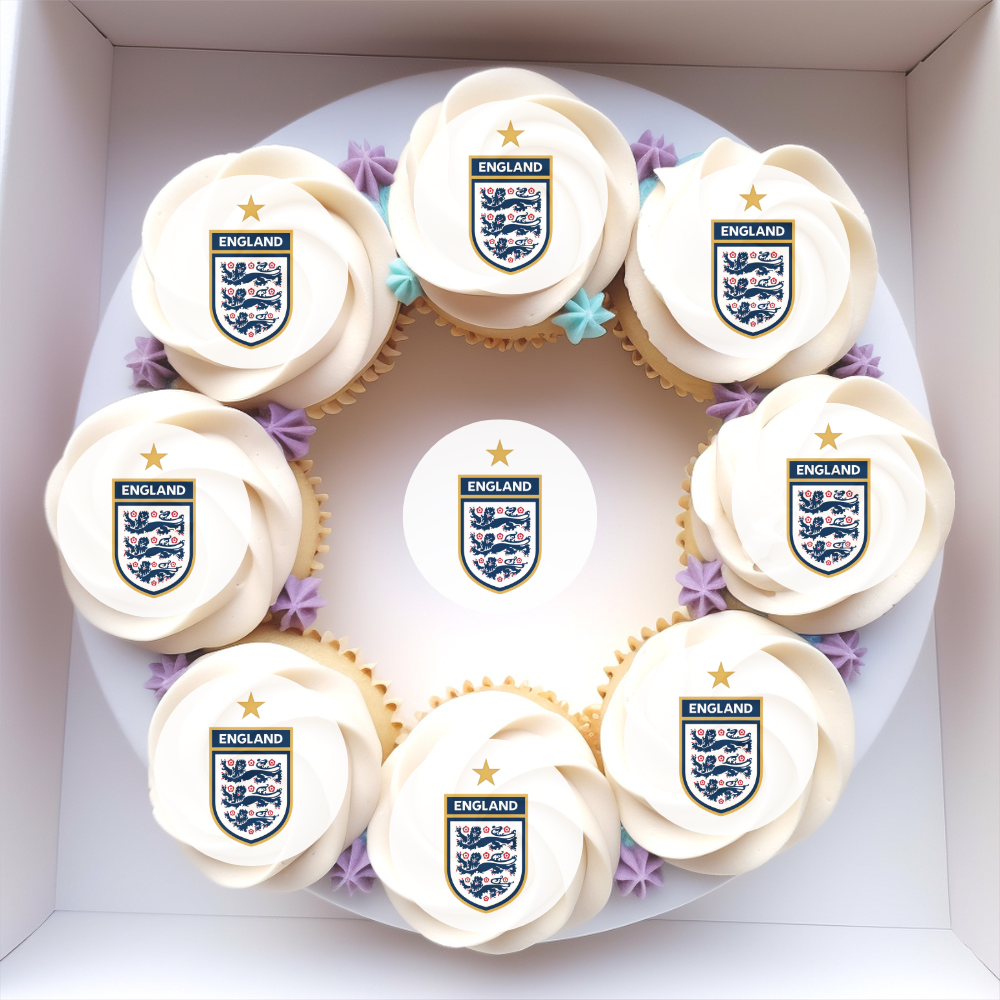 England World Cup Edible Cupcake or Drinks Toppers