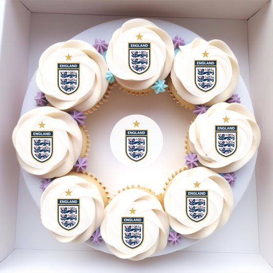 England World Cup Edible Cupcake or Drinks Toppers