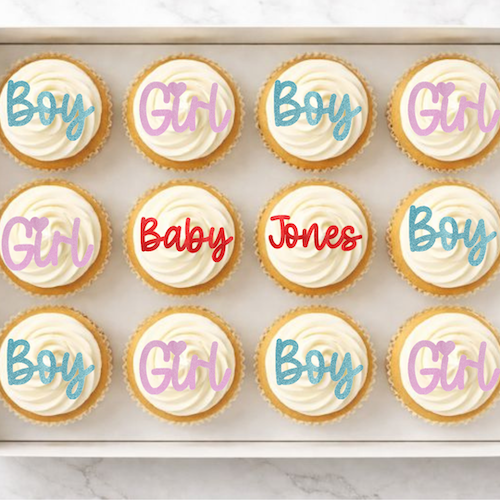 Gender reveal Baby Shower Cupcake Toppers