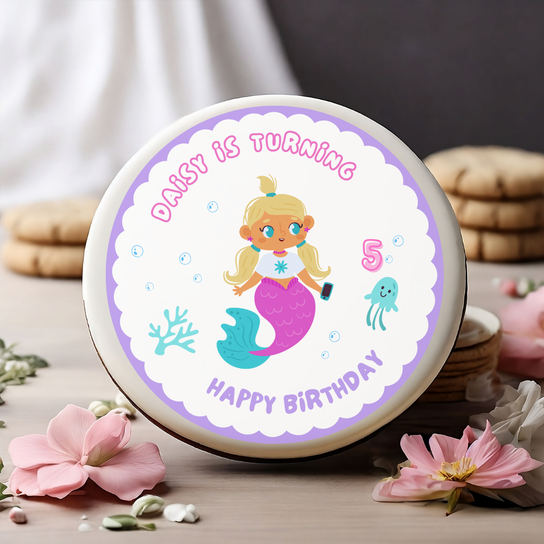Mermaid Birthday Edible Cupcake or Drinks Toppers