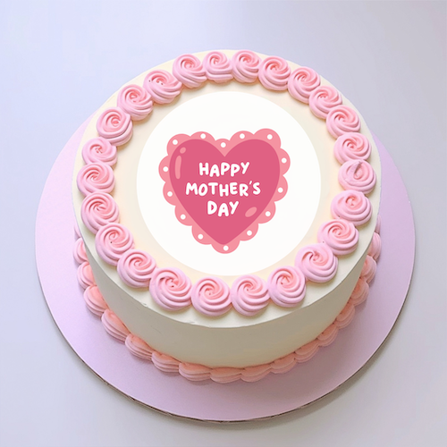 Mothers Day Large Pink Heart Cushion Edible Topper