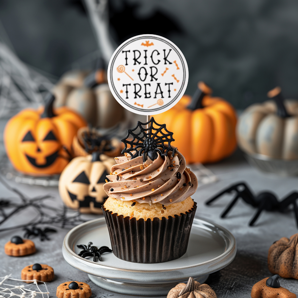 Trick or Treat Halloween Cupcake Toppers on Picks