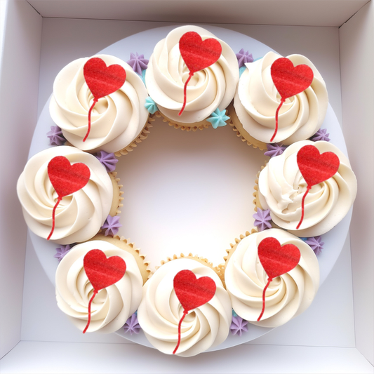 Heart Balloons Cupcake Toppers or Charms