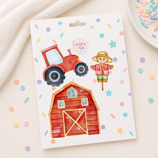 Farmyard Cake Topper Set - Tractor, Scarecrow and barn