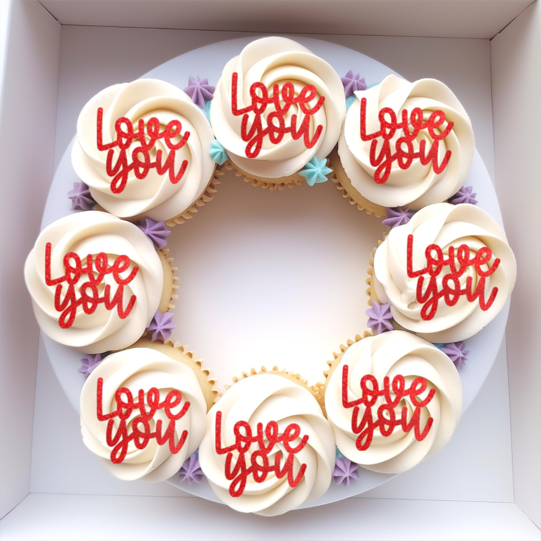 Love You Cupcake Toppers or Charms