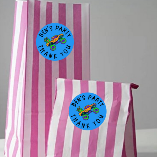 Monster Truck Party Thank You Stickers