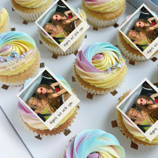 Personalised Polaroid Edible Cupcake Toppers Pre Cut x12