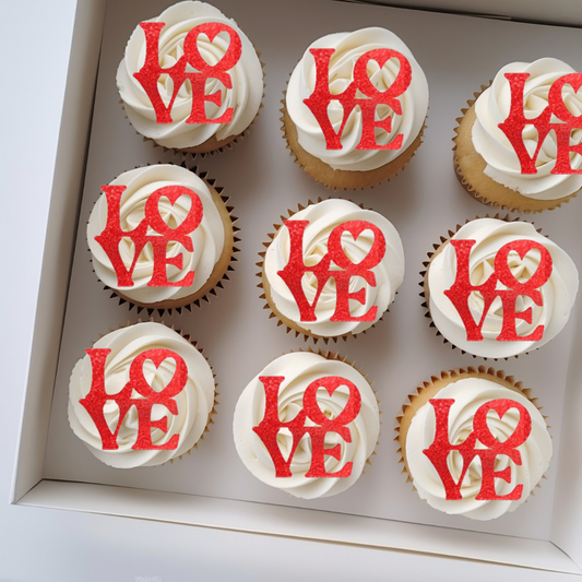 Love Cupcake Toppers or Charms with heart detail
