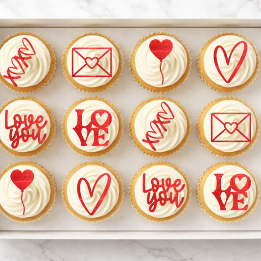 Love Cupcake Toppers or Charms with heart detail
