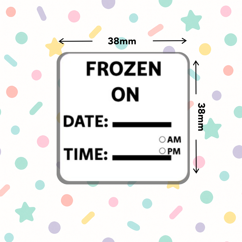 Frozen On Date & Time Labels – 38mm x 38mm