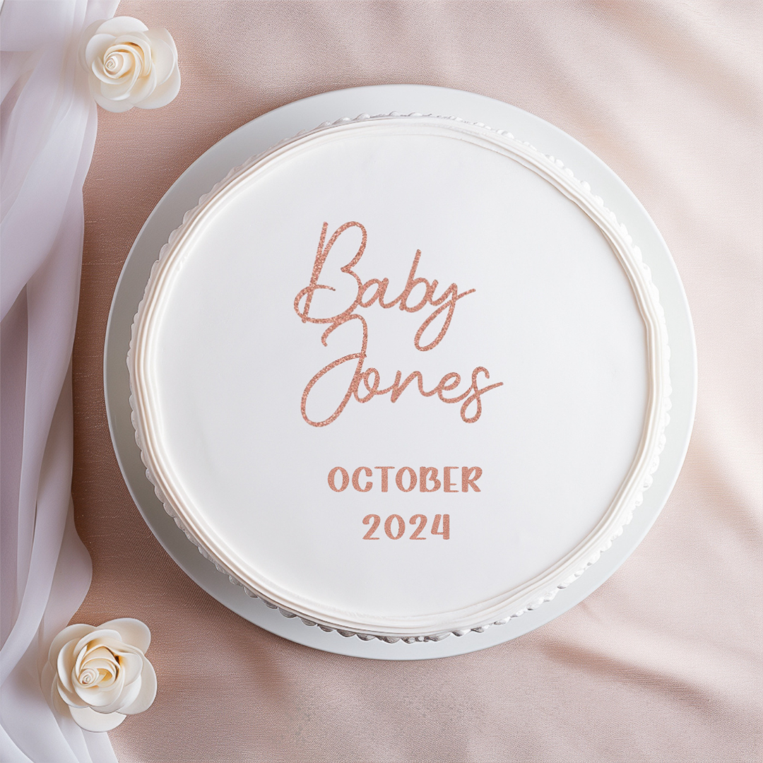 Name and Date Cake Charm (Baby Shower)