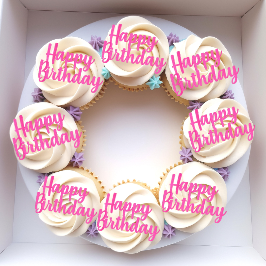 Happy Birthday Cupcake Charm Cursive Font – Littles & Co