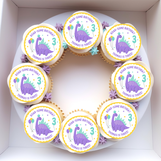 Dinosaur Birthday Edible Cupcake or Drinks Toppers