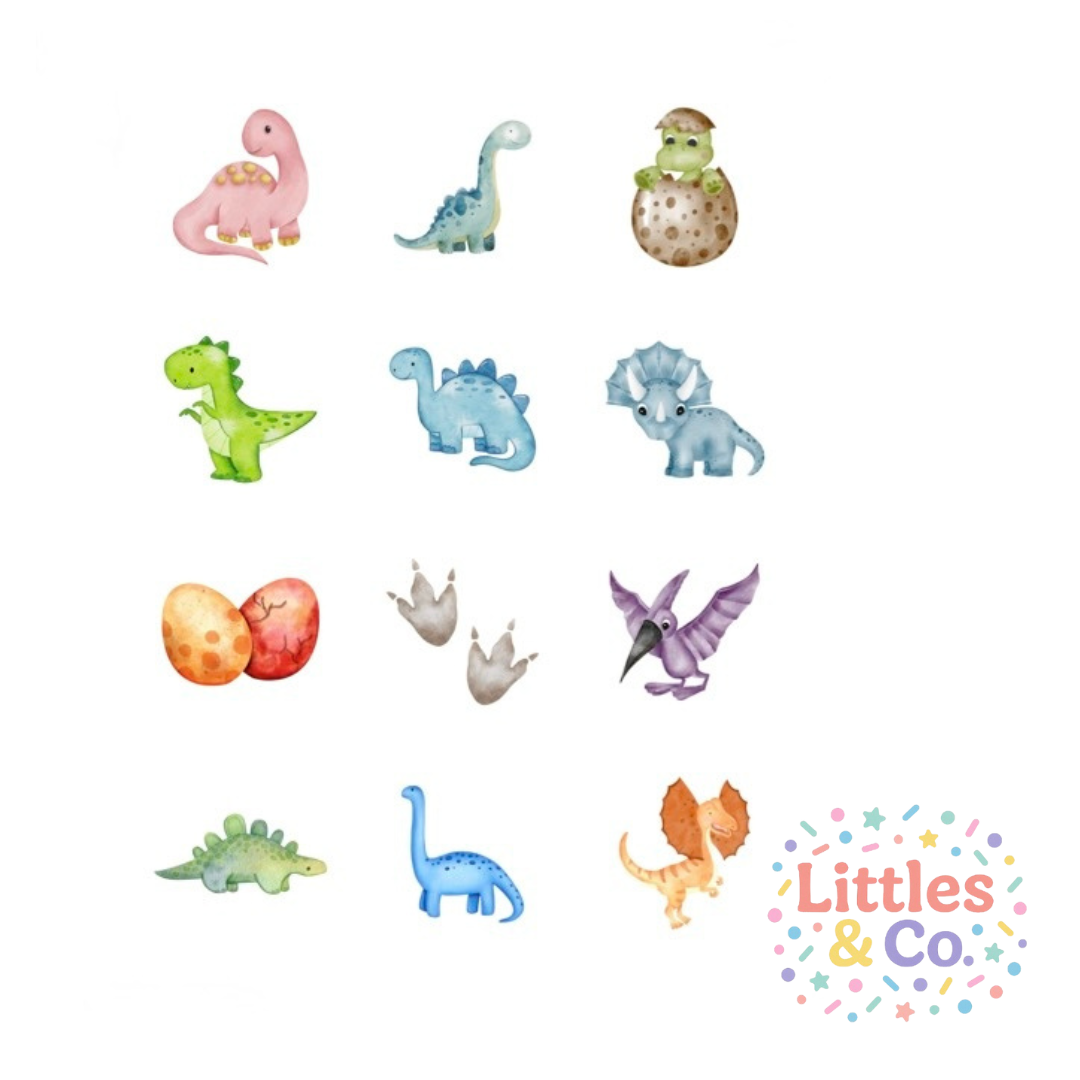 Watercolour Dinosaurs Edible Cupcake Toppers