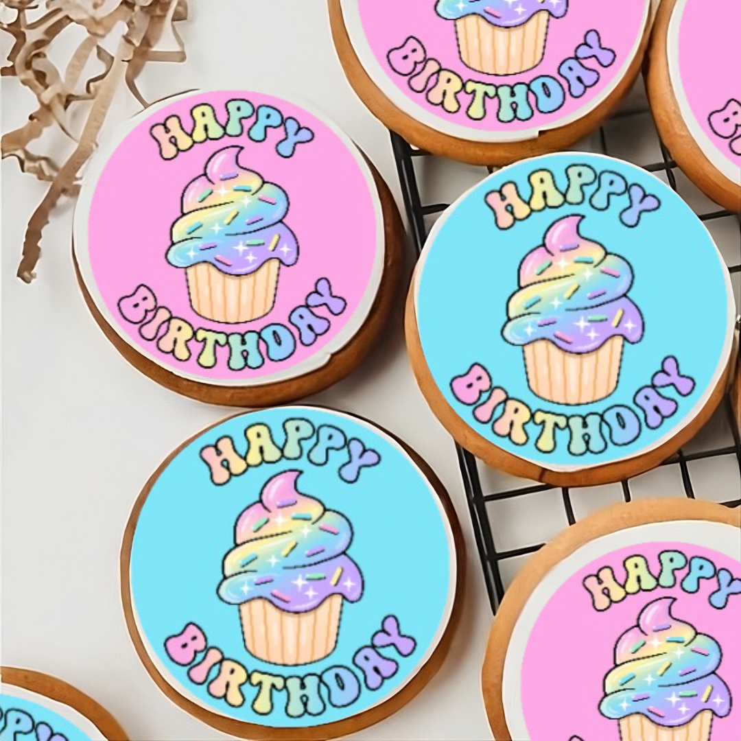 Happy Birthday Edible Cupcake Toppers