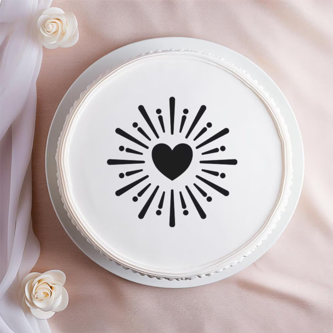 Heart Beams Cake Stencil