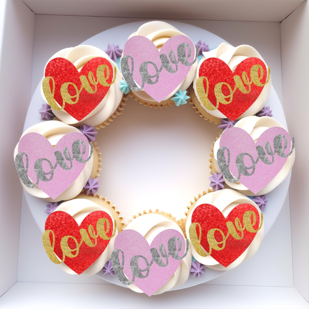 Love Heart Cupcake Charms or Toppers