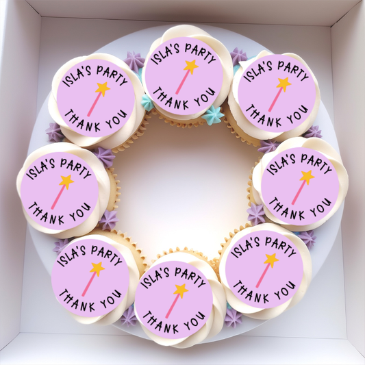 Fairy wand Personalised Edible Cupcake or Drinks Toppers