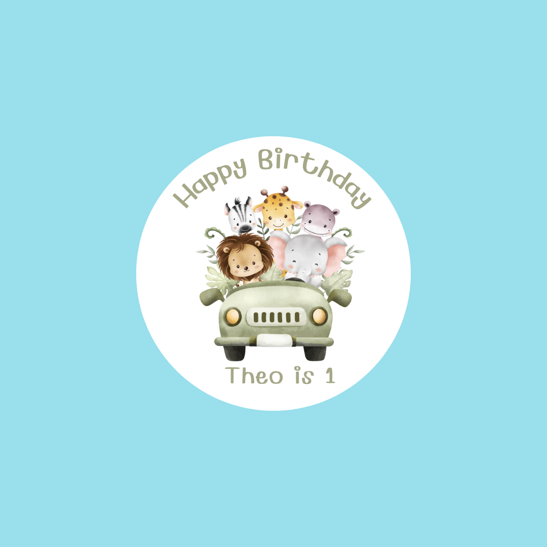 Personalised Safari Edible Cupcake or Drinks Toppers